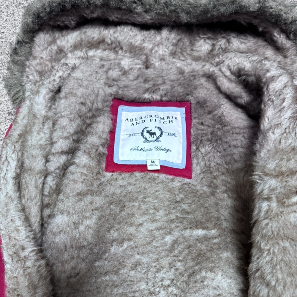 ❌SOLD❌ Abercrombie & Fitch Y2K Vintage Faux-Fur Trim Red Zip Hoodie - Picture 3 of 4